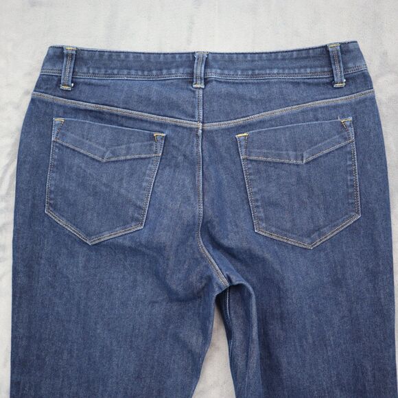 Lands End Pants Womens 8 Blue Straight Dark Wash Mid Rise Denim Button Jeans - Picture 14 of 16